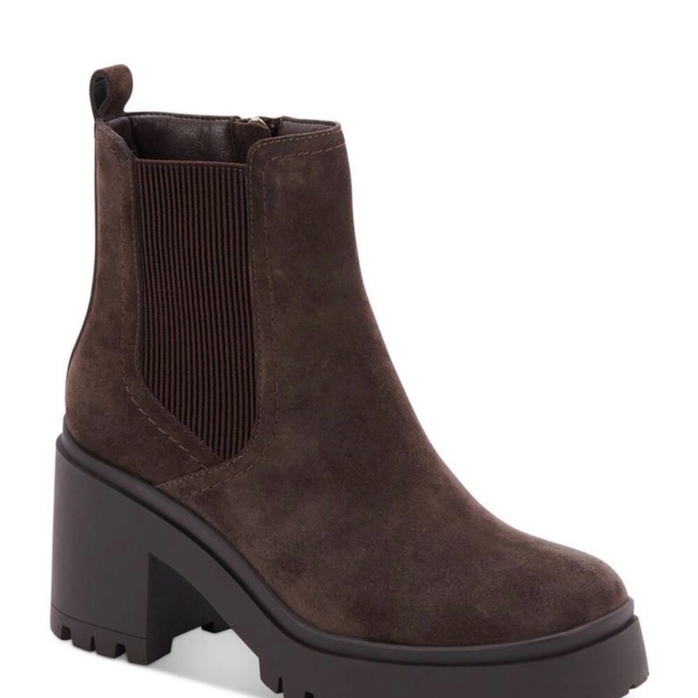 Aqua College Brown Waterproof Chunky Heel Ankle Boots